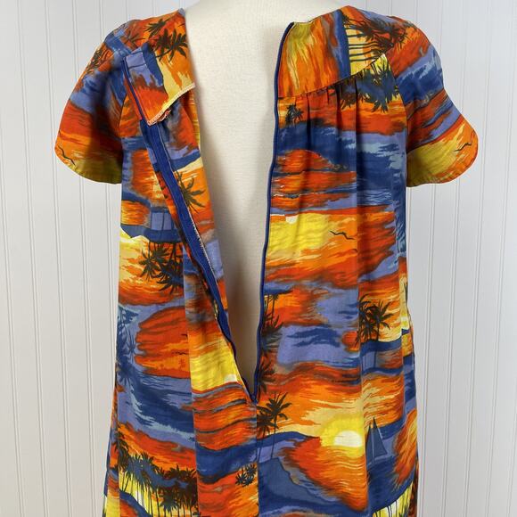 VTG Pacific Isle Creations of Hawaii Womens 20 Muu Muu Dress Sunset Tropical USA - Picture 8 of 11